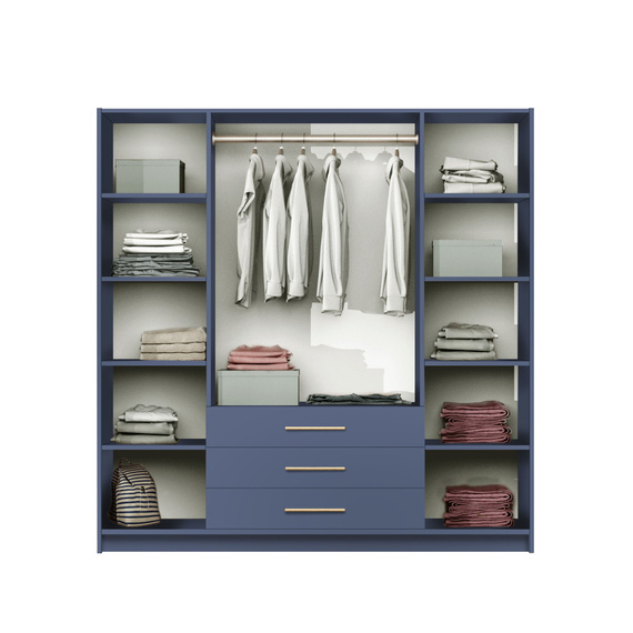 Kleiderschrank mit 4 Türen ALEX II Pflaume + Gold