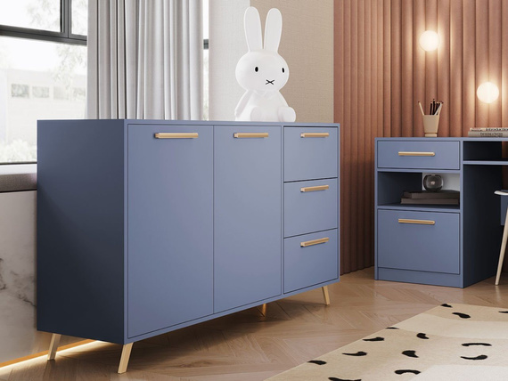 Kommode ALEX II Blau+Gold
