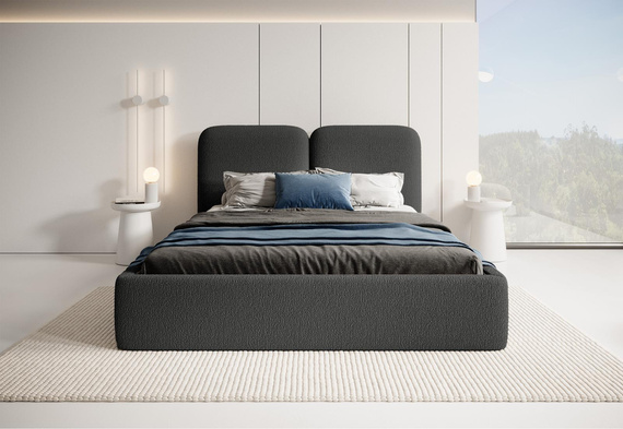 Komfort Polsterbett Bouclé 120x200 Graphit BUBBLE III