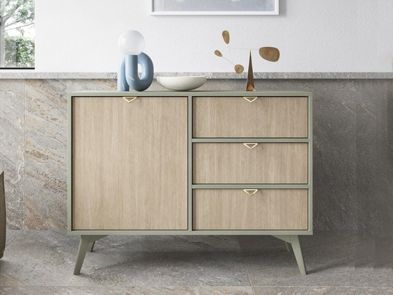 Kommode Scandi design Holz MARIA Eukalyptus / Scandi Fischgrät