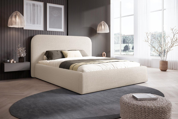 Hellbeige Polsterbett 160x200 mit holzrahmen MAT