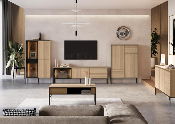 TV Schrank BUDI mit 2 Schubladen Eiche