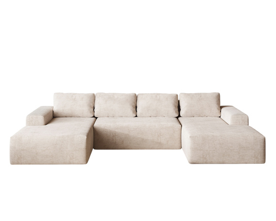 Japandi Ecksofa U-form 360cm Breite Creme
