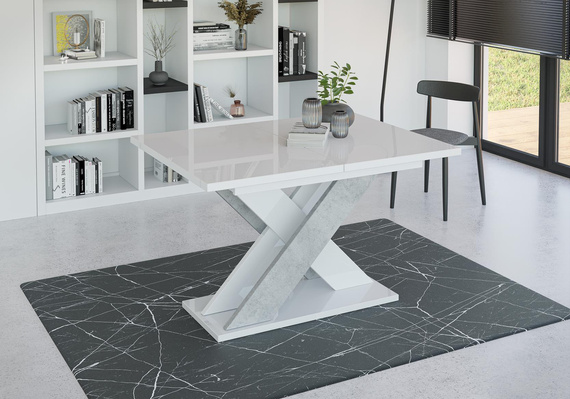 Esstische Modern AMI Weiß Hochglanz+Stone