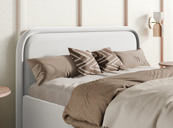 Weiß Polsterbett 140x200 mit Bettkasten Metallrahmen SAGA