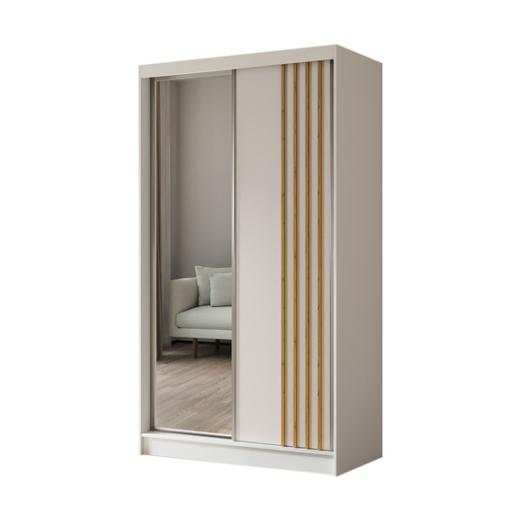 Schwebetürenschrank mit Lamelle MALTA Weiß + Artisan