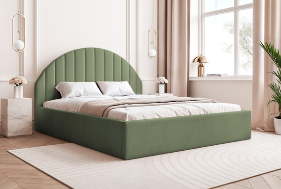 Designerbett mit Bettkasten 160x200 Olivgrün PERLE