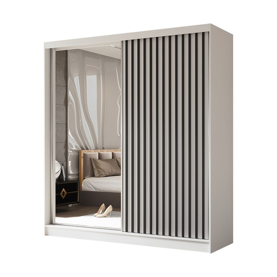 Kleiderschrank VENTURA mit Lamellen Weiß