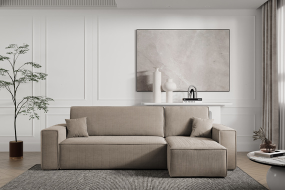 Ecksofa mit universelle Ottomane und Schlaffunktion KARL Beige