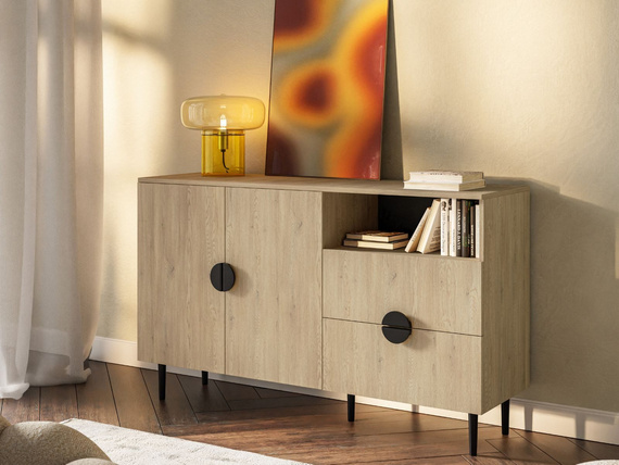 Elegant Japandi Kommode 137 cm eiche cremona OSSI