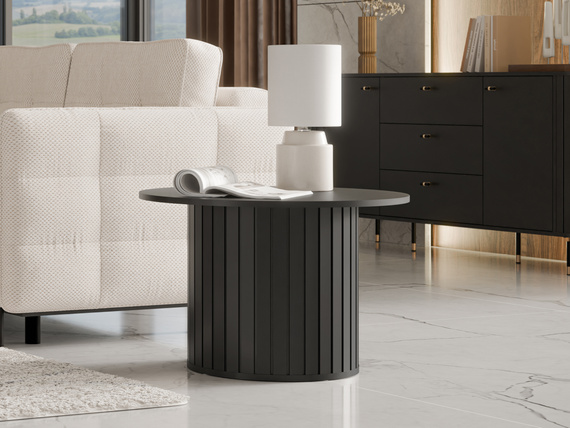 Rund Kaffeetisch für Couch mit Lamellen MODERNO Caschmir