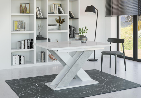 Esstische Modern AMI Weiß Hochglanz+Stone
