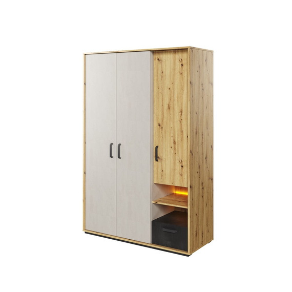 Kleiderschrank dreitürig mit LED-Beleuchtung BOB Artisan