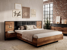 Bett mit Bettkasten GAFS Eiche kastanie+graphit