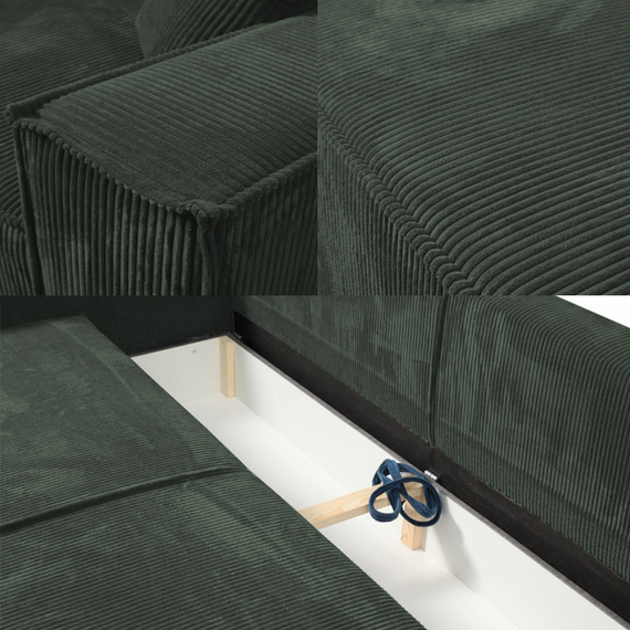 Schlafsofa mit Bettkasten und Cordstoff MONA Grün
