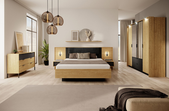 Praktisches Bett für Schlafzimmer mit Nachtischen 160x200 STIK