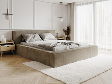 Bett cordstoff mit Bettkasten ASTA Beige 140x200