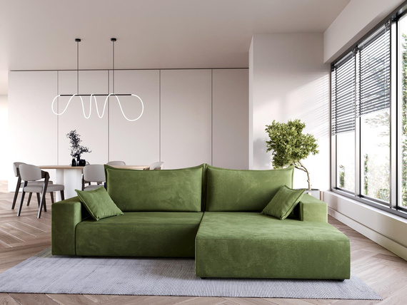 Modernes Ecksofa Olivgrün 240 cm breit mit Schlaffunktion ARNO 