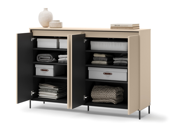 Garderoben-Set Kleiderschrank und Kommode Beige FLORE