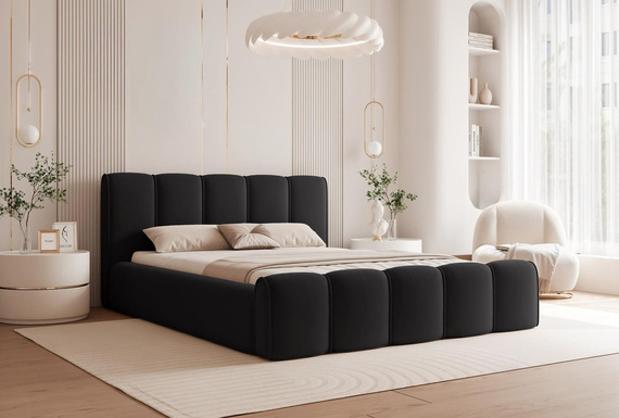 Bubble Design Gepolstertes Bett 180x200 Schwarz HERME