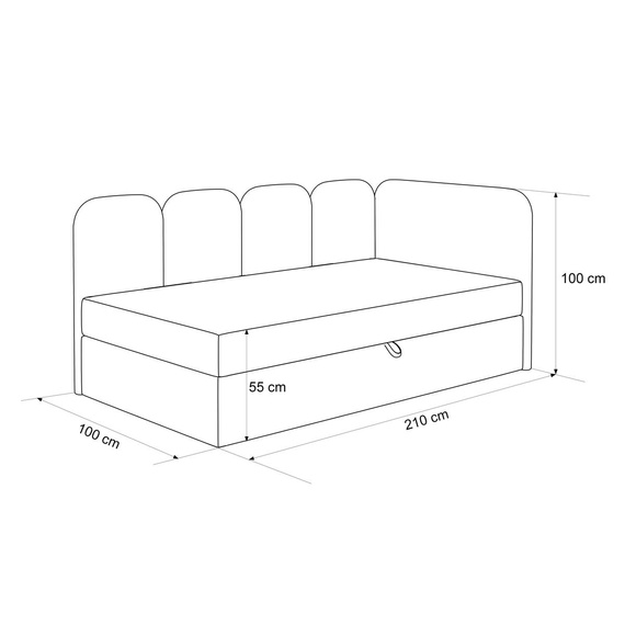 Jugendbett Boucle Beige mit Bettkasten DREAMY