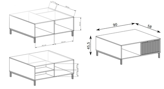 Couchtisch mit Schublade VIVAS Caschmir