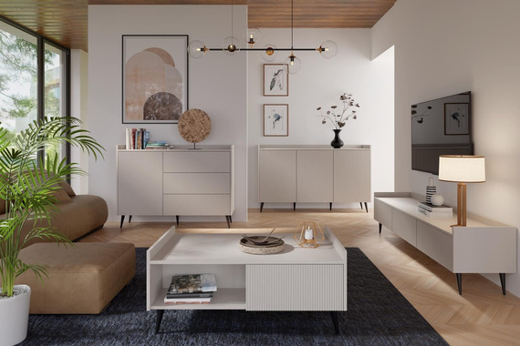 TV-Schrank mit Rillenfronten MODE Kaschmir