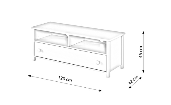 TV-Schrank für Mädchen LARA mit Schubladeim in modernem Design, Weiß und Rosa