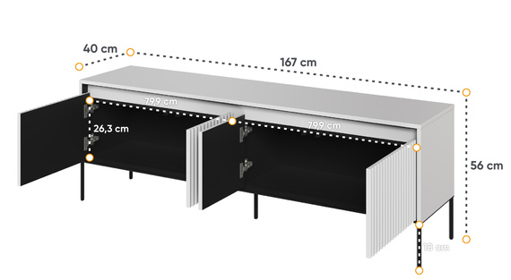 TV-Schränk mit 4 Türen und Fronten gefräst FLORE Beige