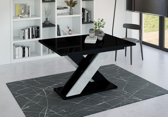 Esstische Modern AMI Schwarz Hochglanz+Stone