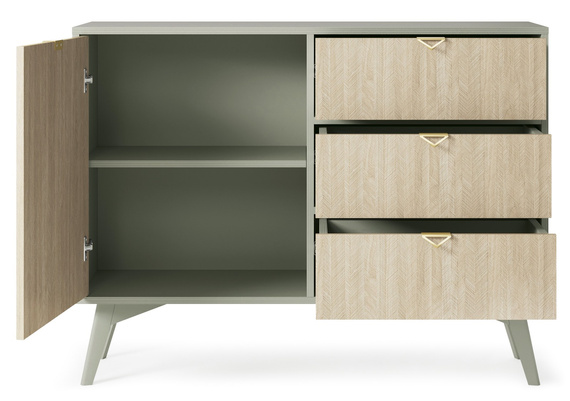 Kommode Scandi design Holz MARIA Eukalyptus / Scandi Fischgrät