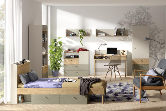  Modern Kinderzimmerschrank Kaschmir/grün SKY