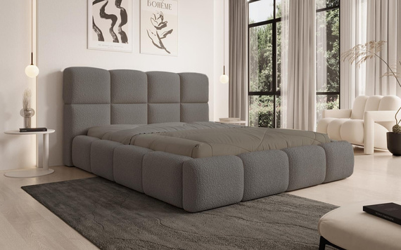 Bett mit hohem Kopfteil Holzrahmen 180x200 Graphit MERID 