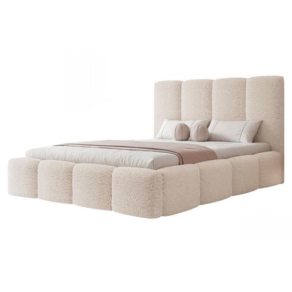 Elegantes Polsterbett im modernen Design mit hohem Kopfteil 160x200 Beige 