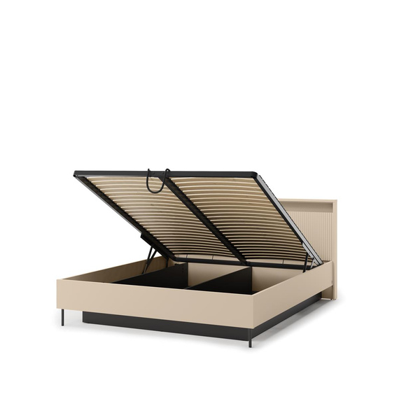 Stauraumbett mit LED-Beleuchtung FLORE Beige 160x200