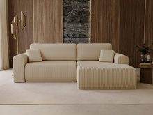 Gemütliches Ecksofa Cordstoff Beige