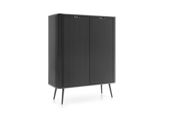 Highboard mit Lamellen auf hohen Beinen CARLO Schwarz