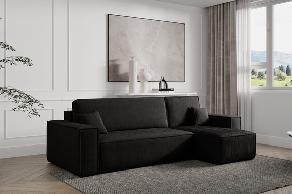 Ecksofa mit universelle Ottomane und Schlaffunktion KARL Schwarz